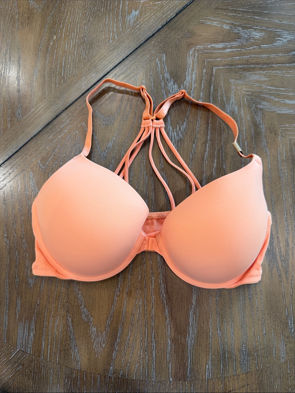 PINK Victoria's Secret Coral Strappy Back Push-Up Bra